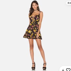Free People Black Combo Lattice Lover Slip Floral Dress